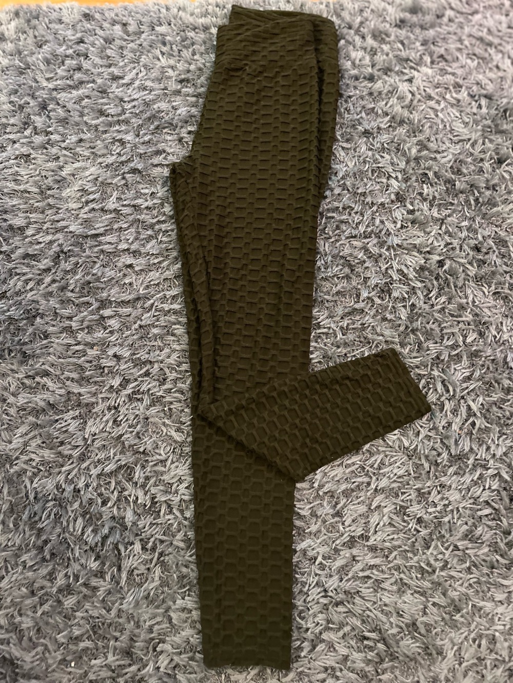 Textured Honeycomb Olive Green Leggings